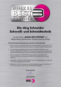 Binzel Zertifikat Binzel Best Partner Bescheinigung Jörg Schneider