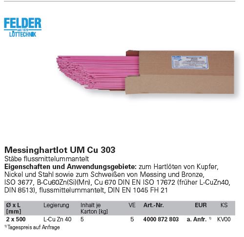 Felder Messinghartlot UM Cu 303