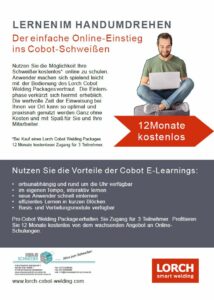 Deckblatt Lorch-Schneider Cobot-E-Learning Flyer COBOT Schweißen Lernen im Handumdrehen