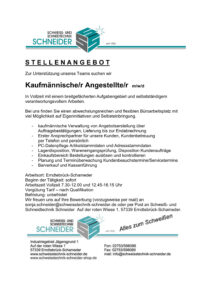 S T E L L E N A N G E B O T Schweiß- und Schneidtechnik Schneider Auf der roten Wiese 1, 57339 Erndtebrück-Schameder.